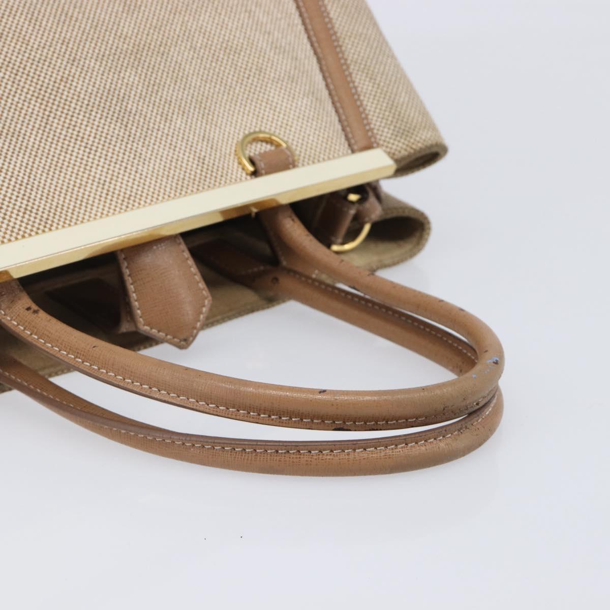 FENDI To joule Hand Bag Canvas 2way Gold Beige Auth hk1977