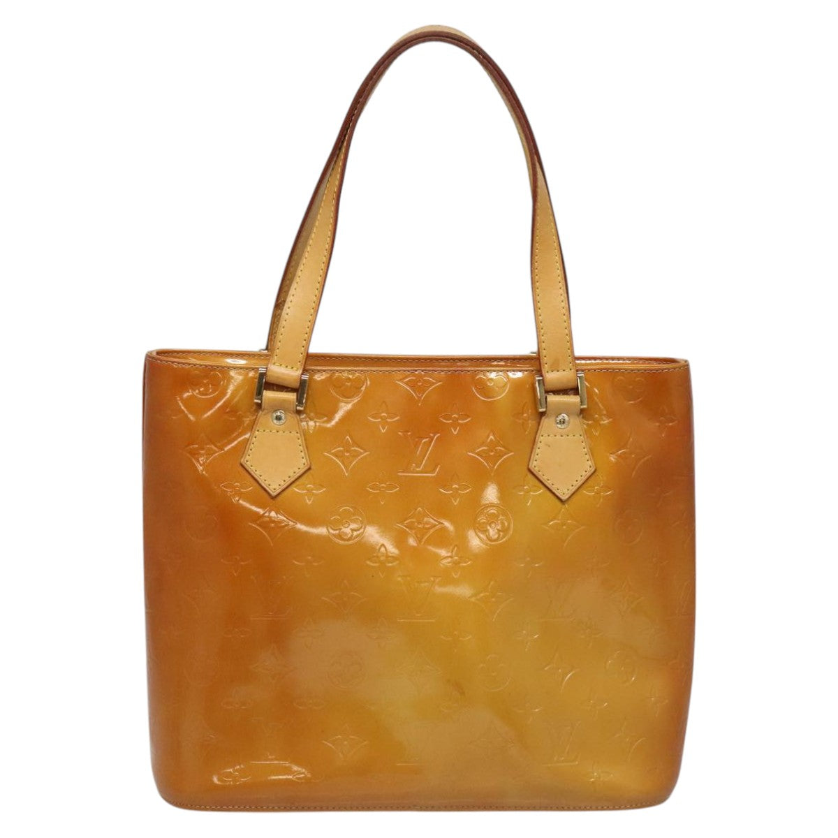 LOUIS VUITTON Monogram Vernis Houston Hand Bag Beige M91004 LV Auth hk1984
