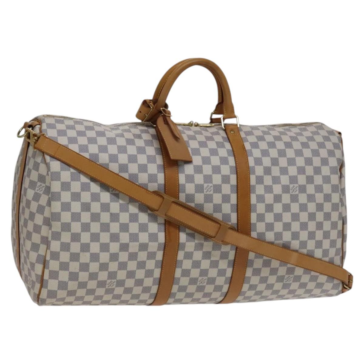 LOUIS VUITTON Damier Azur Keepall Bandouliere 55 Boston Bag N41429 Auth hk2021