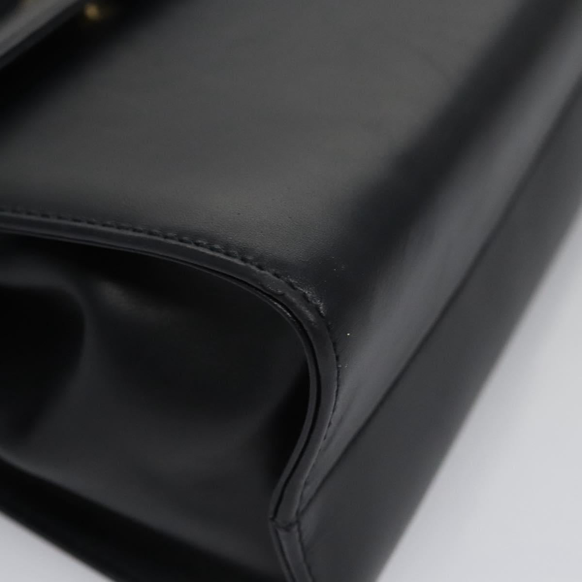 Salvatore Ferragamo Vala Hand Bag Leather Navy Gold Auth hk2025