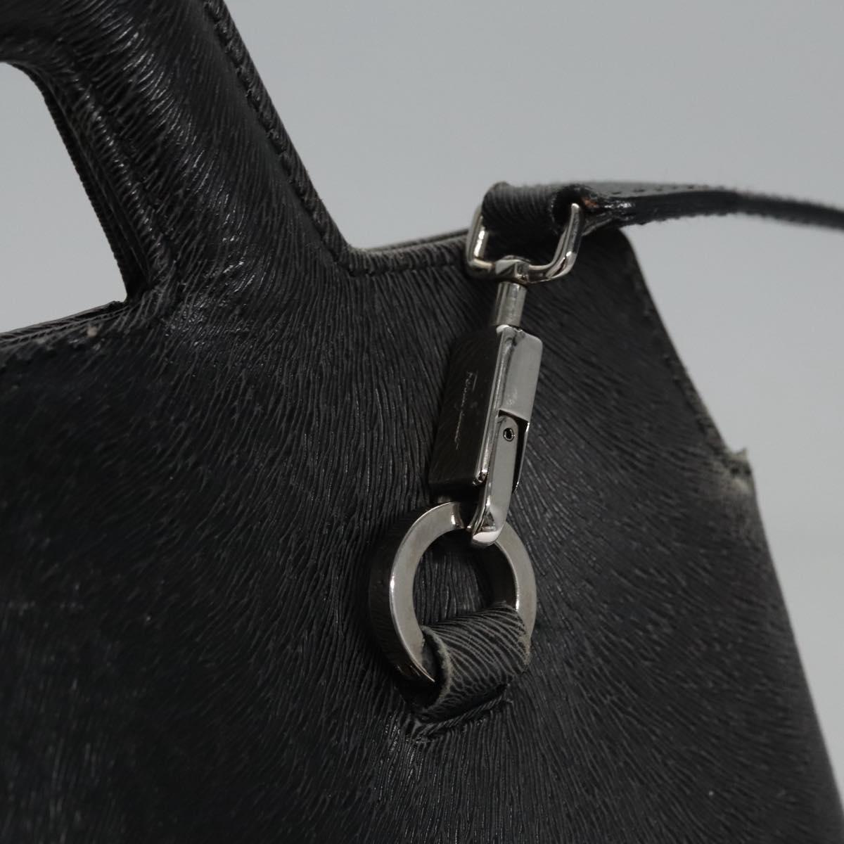 Salvatore Ferragamo Gancini Hand Bag Leather 2way Black Silver Auth hk2026