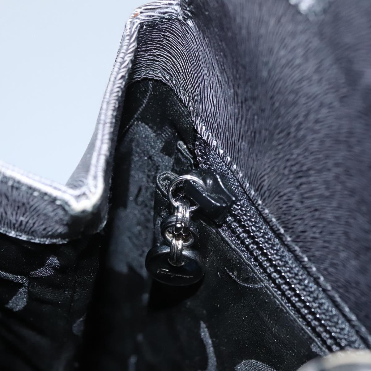 Salvatore Ferragamo Gancini Hand Bag Leather 2way Black Silver Auth hk2026