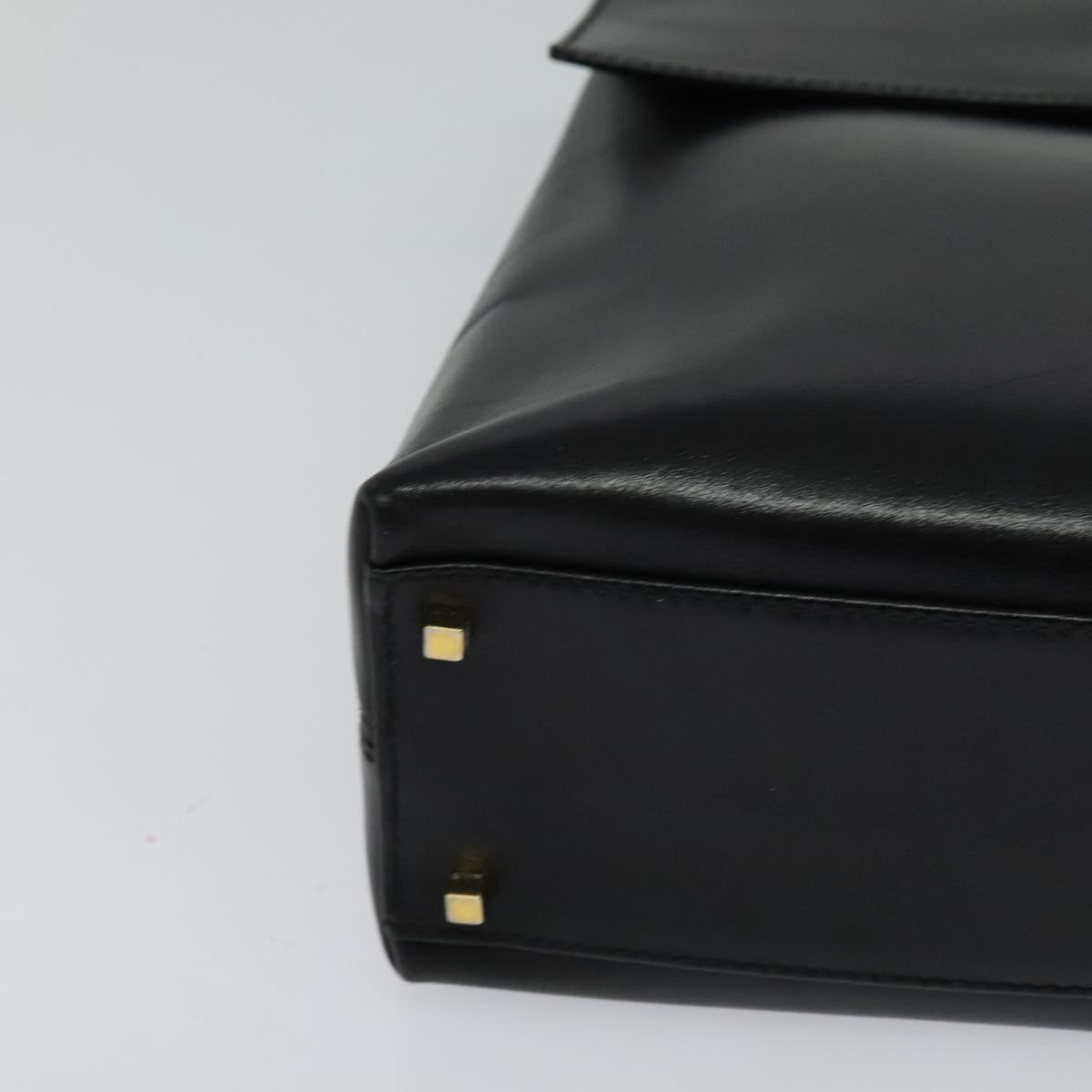 Salvatore Ferragamo Gancini Hand Bag Leather 2way Black Gold Auth hk2029