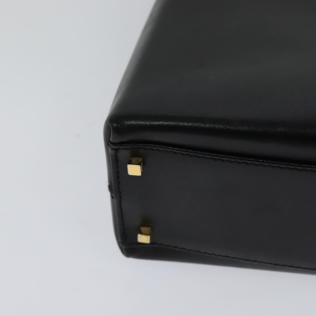 Salvatore Ferragamo Gancini Hand Bag Leather 2way Black Gold Auth hk2029