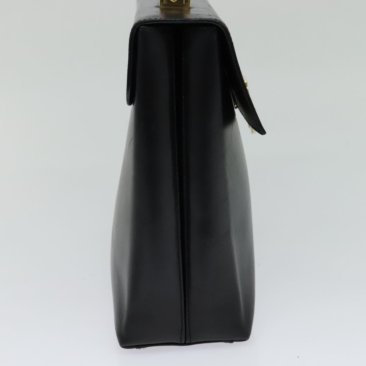 Salvatore Ferragamo Gancini Hand Bag Leather 2way Black Gold Auth hk2029