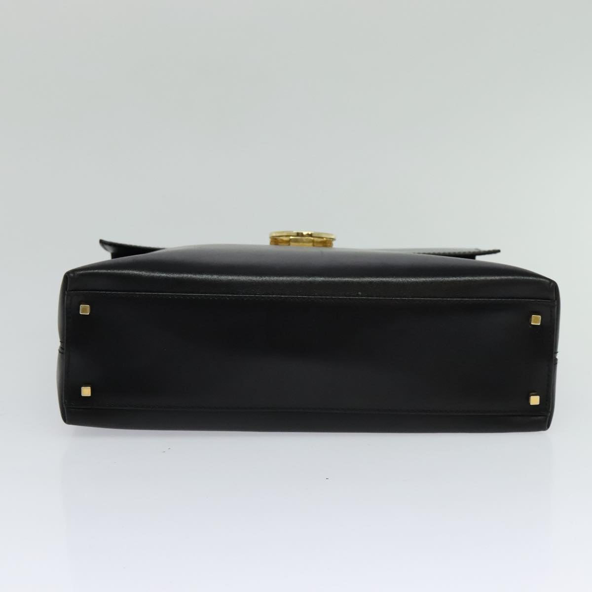 Salvatore Ferragamo Gancini Hand Bag Leather 2way Black Gold Auth hk2029