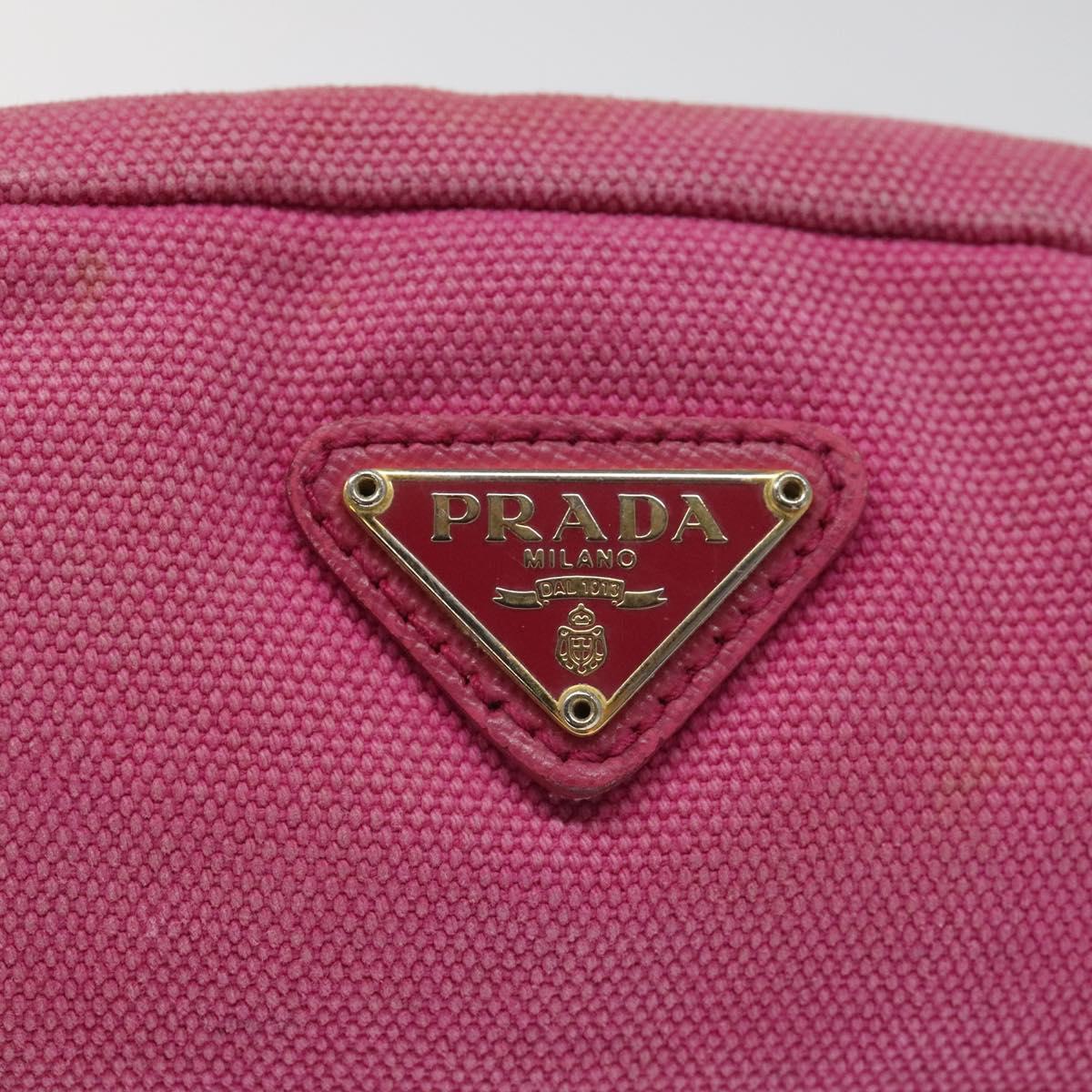 PRADA Pouch Canvas Pink Gold Auth hk2039