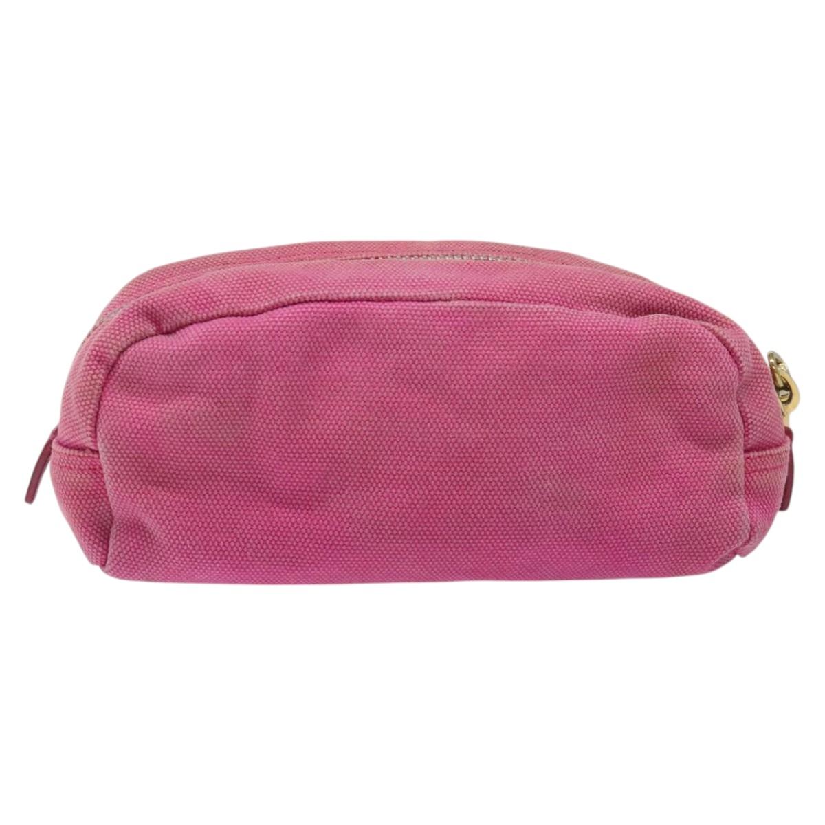 PRADA Pouch Canvas Pink Gold Auth hk2039