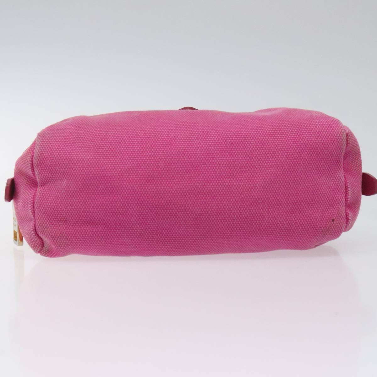 PRADA Pouch Canvas Pink Gold Auth hk2039