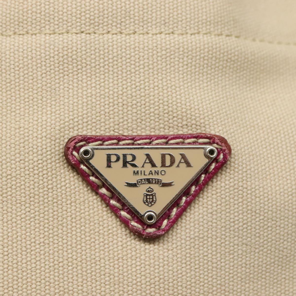 PRADA Tote Bag Canvas Suede Beige Purple Silver Auth hk2041