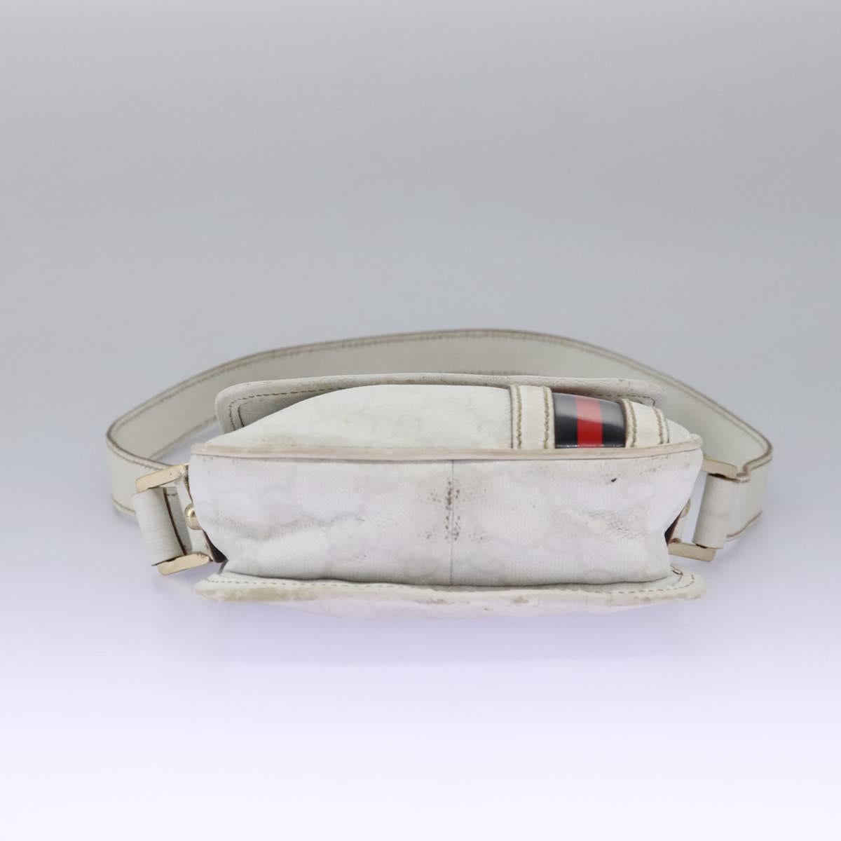 GUCCI GG Supreme Sherry Line Shoulder Bag PVC White Gold 147668 Auth hk2049