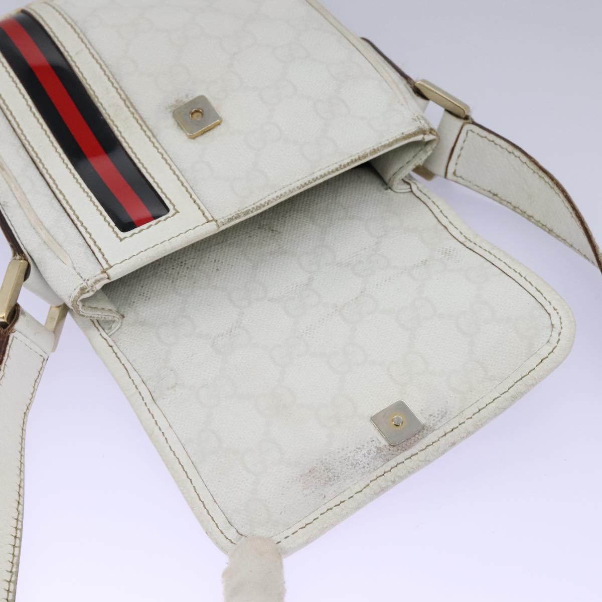 GUCCI GG Supreme Sherry Line Shoulder Bag PVC White Gold 147668 Auth hk2049
