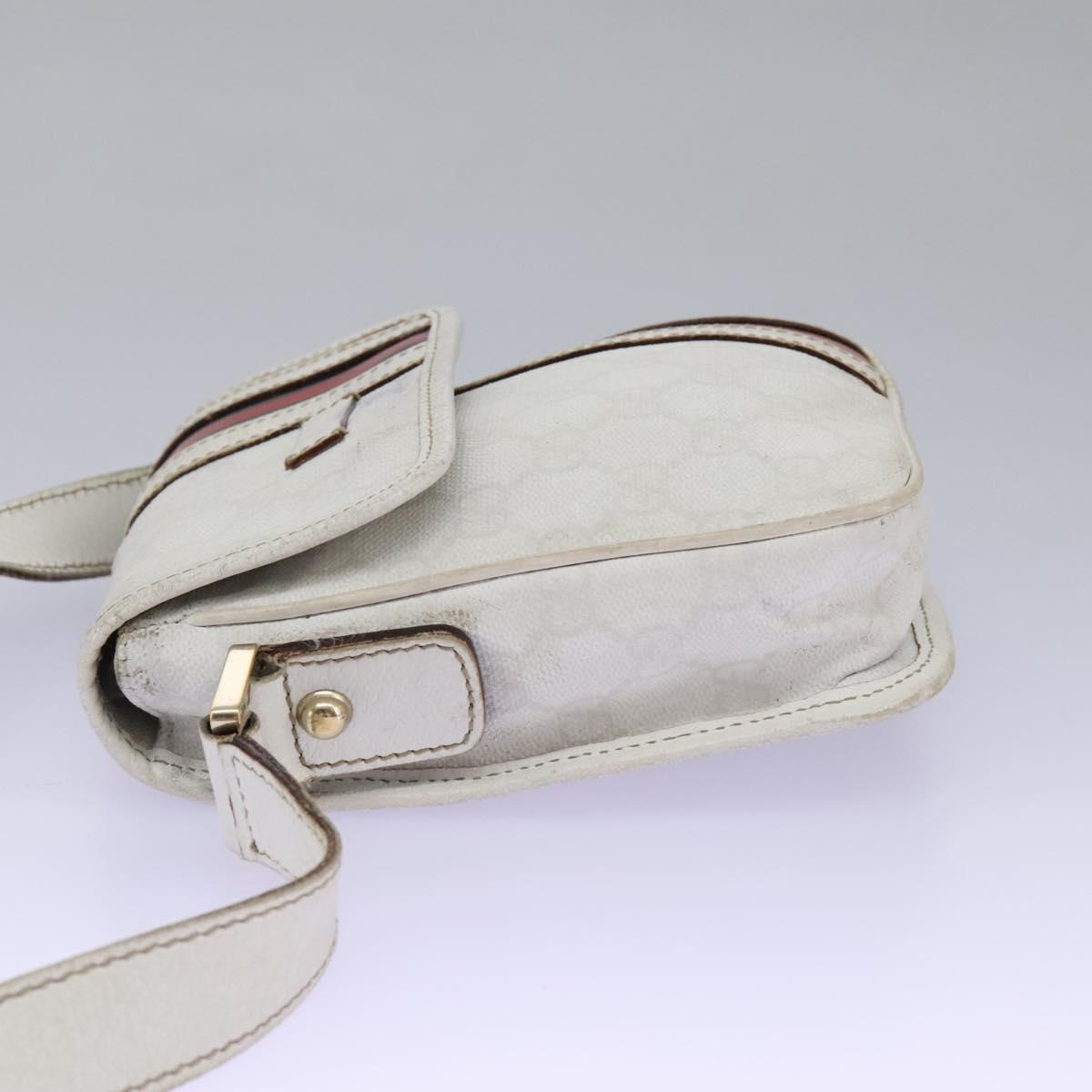 GUCCI GG Supreme Sherry Line Shoulder Bag PVC White Gold 147668 Auth hk2049