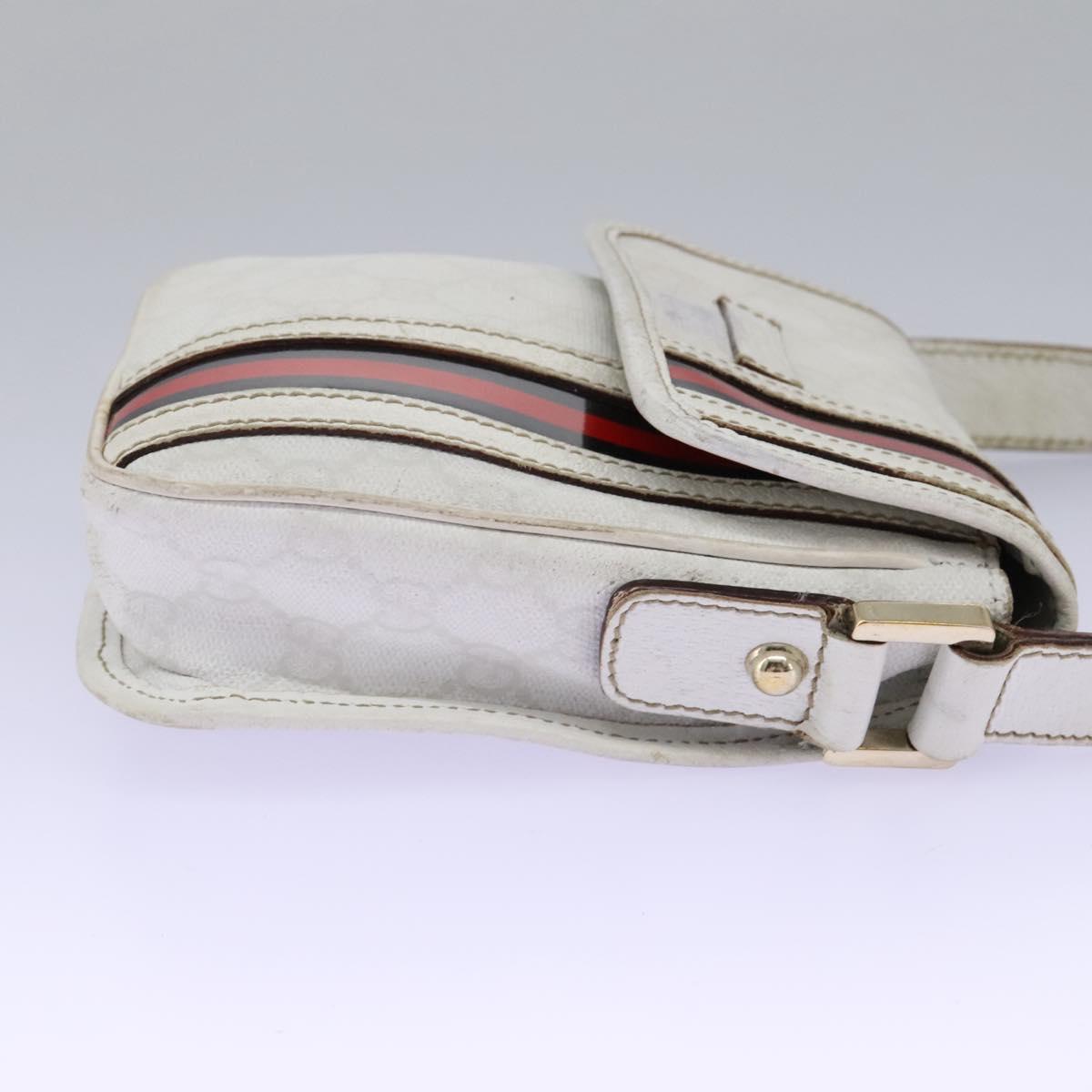 GUCCI GG Supreme Sherry Line Shoulder Bag PVC White Gold 147668 Auth hk2049