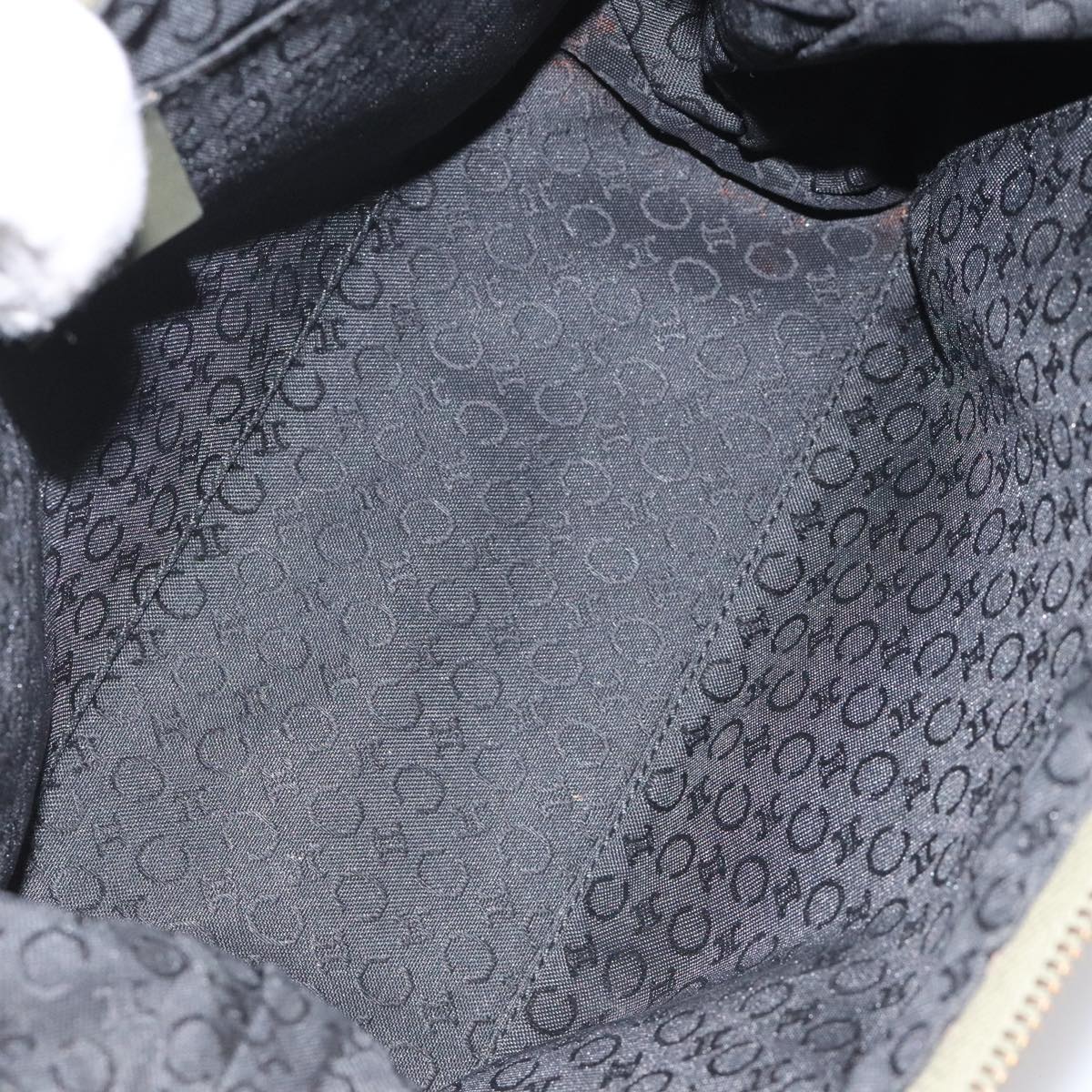 CELINE C Macadam Canvas Accessory Pouch Beige Red gold Auth hk2051