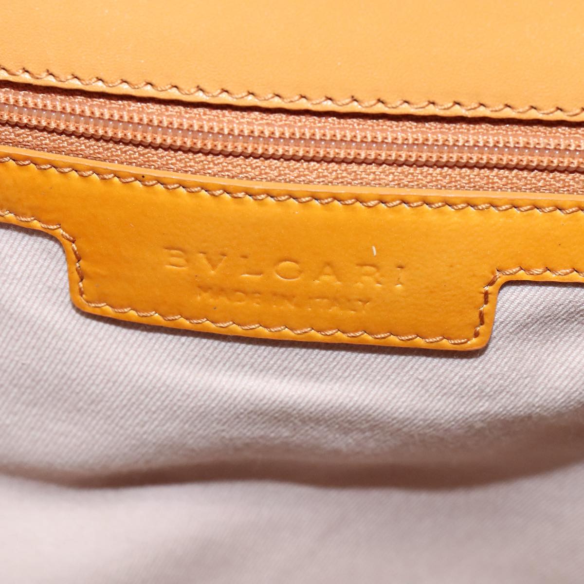 BVLGARI Shoulder Bag Patent Leather Yellow Gold Auth hk2059