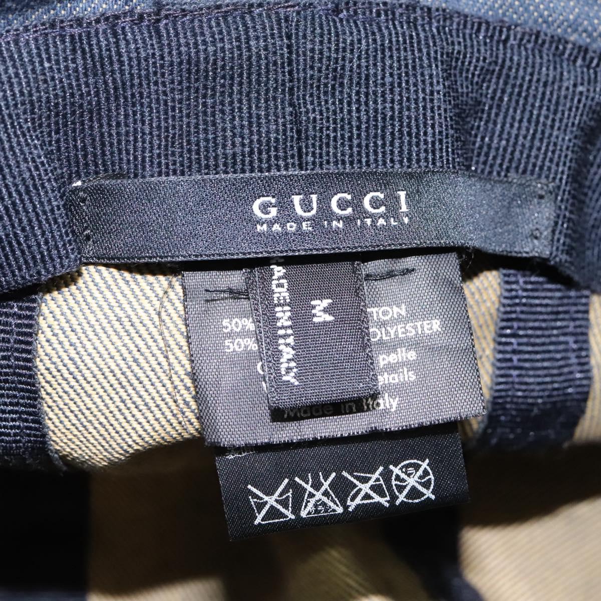 GUCCI GG Canvas Bucket Hat M Beige Blue 122118 Auth hk2073