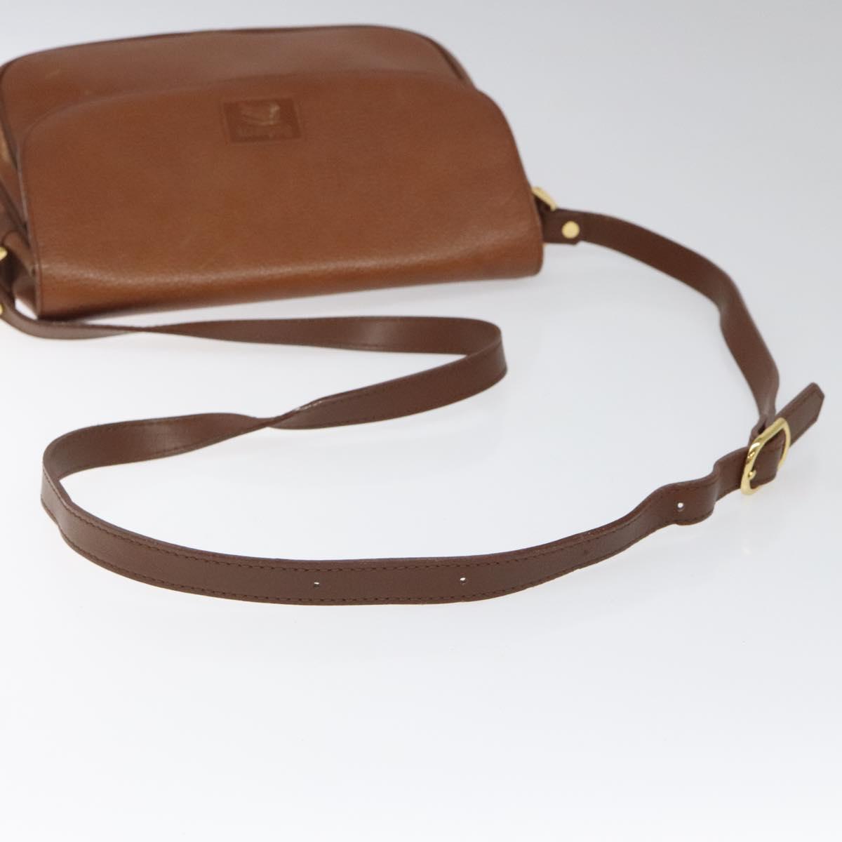 Burberrys Shoulder Bag Leather Brown gold Auth hk2088