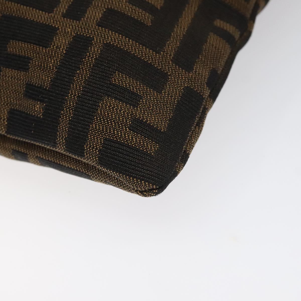 FENDI Zucca Canvas Hand Bag Sequin Black Brown Auth hk2107V
