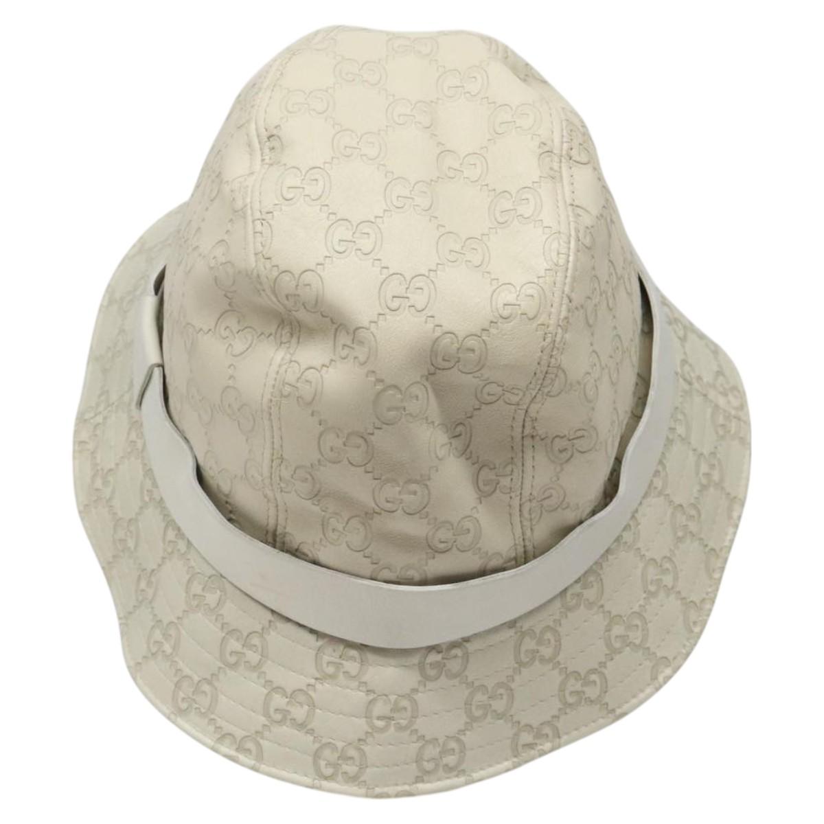 GUCCI GG Canvas Guccissima Hat M White Auth hk2110