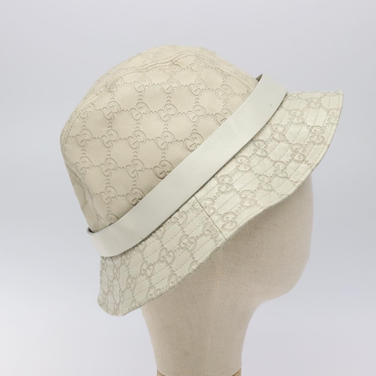 GUCCI GG Canvas Guccissima Hat M White Auth hk2110
