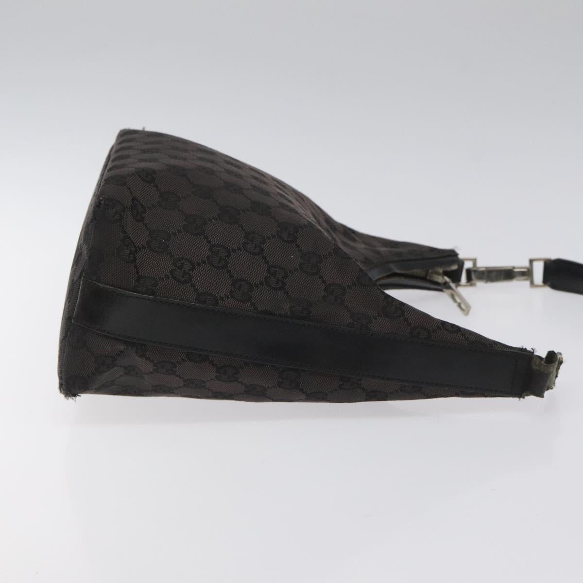 GUCCI GG Canvas Shoulder Bag Black Silver 000 0602 Auth hk2121