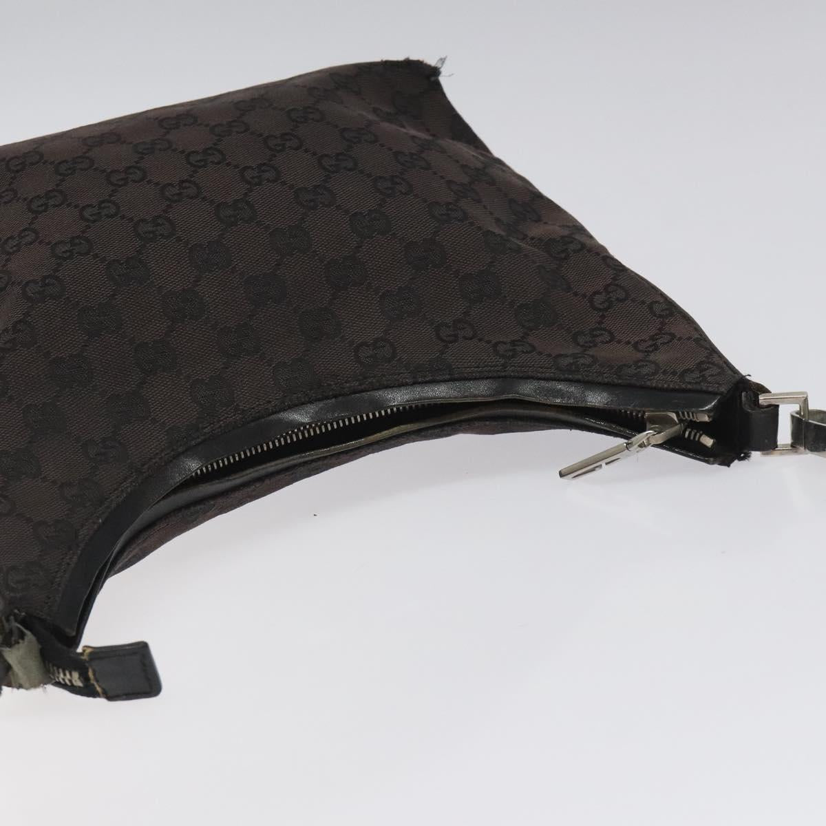 GUCCI GG Canvas Shoulder Bag Black Silver 000 0602 Auth hk2121