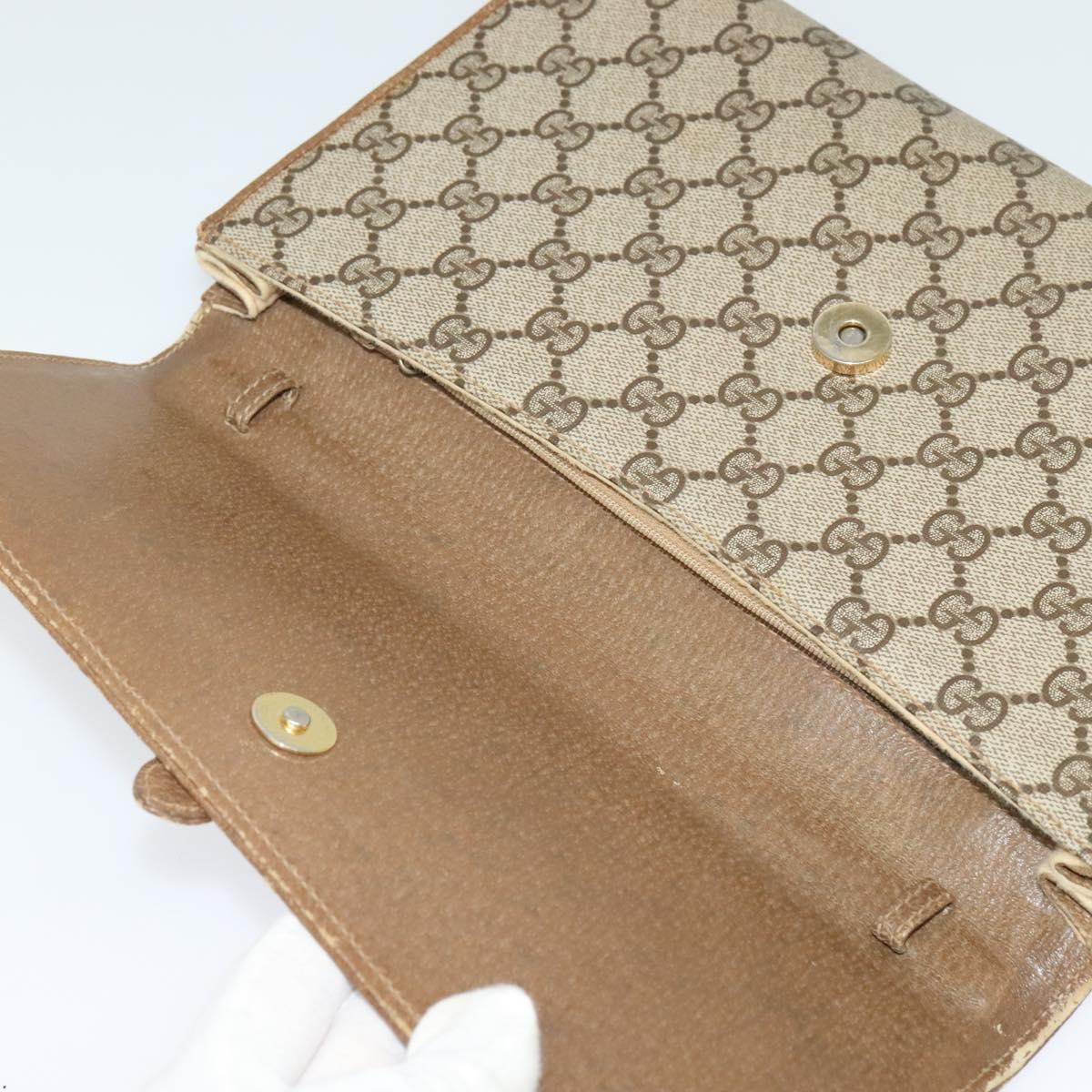 GUCCI GG Supreme Shoulder Bag PVC Beige Gold 904 02 050 Auth hk2124