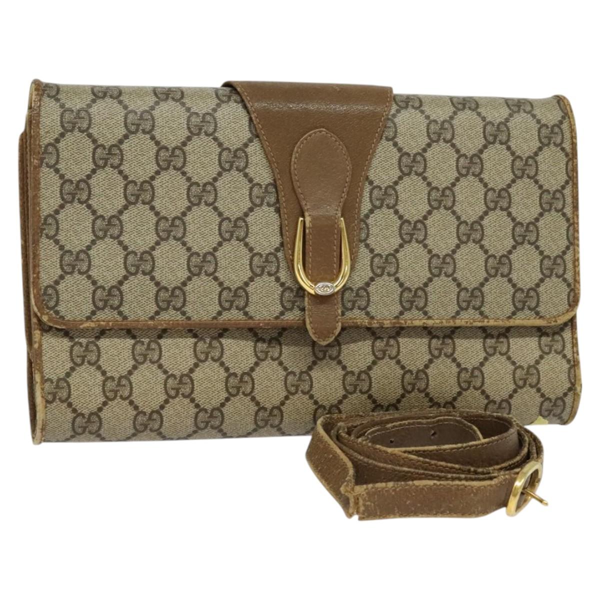 GUCCI GG Supreme Shoulder Bag PVC Beige Gold 904 02 050 Auth hk2124