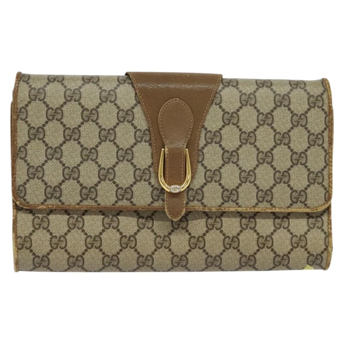 GUCCI GG Supreme Shoulder Bag PVC Beige Gold 904 02 050 Auth hk2124