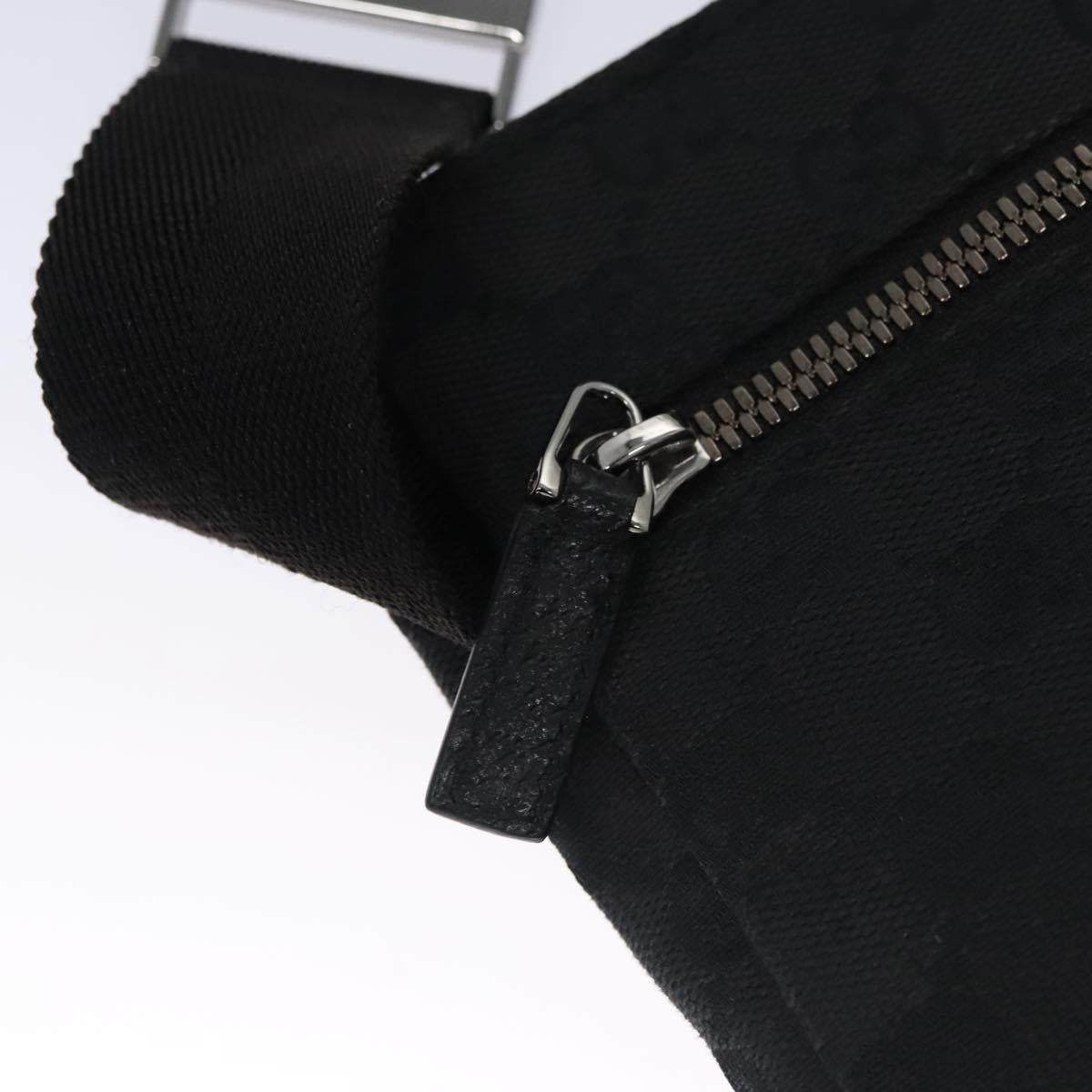 GUCCI GG Canvas Waist bag Black Silver 28566 Auth hk2128