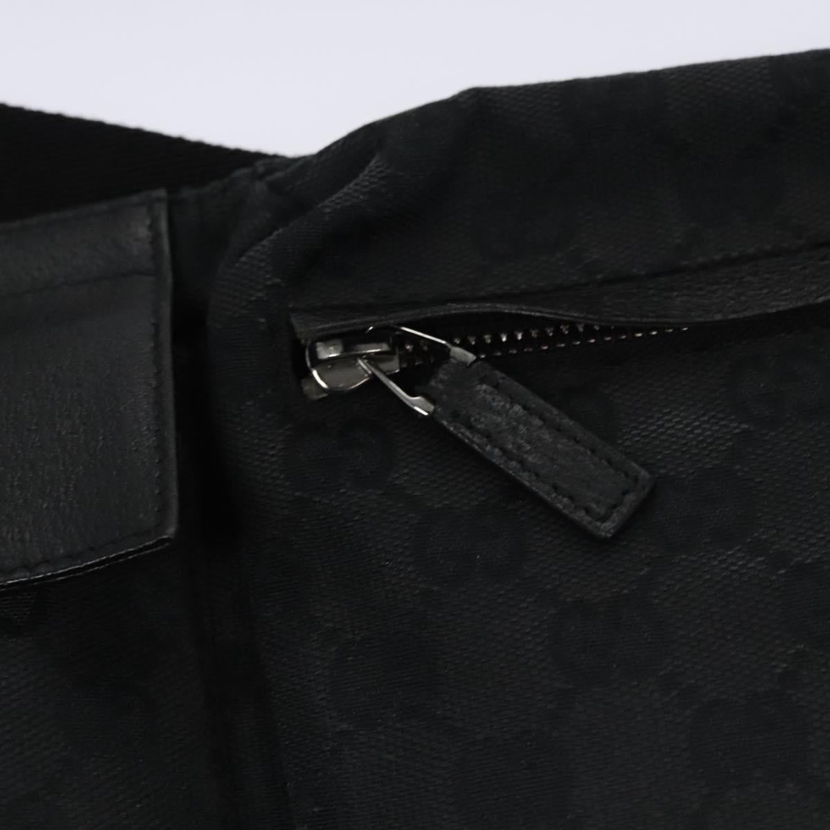 GUCCI GG Canvas Waist bag Black Silver 28566 Auth hk2128