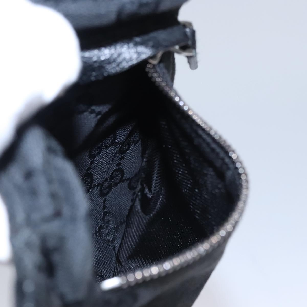 GUCCI GG Canvas Waist bag Black Silver 28566 Auth hk2128