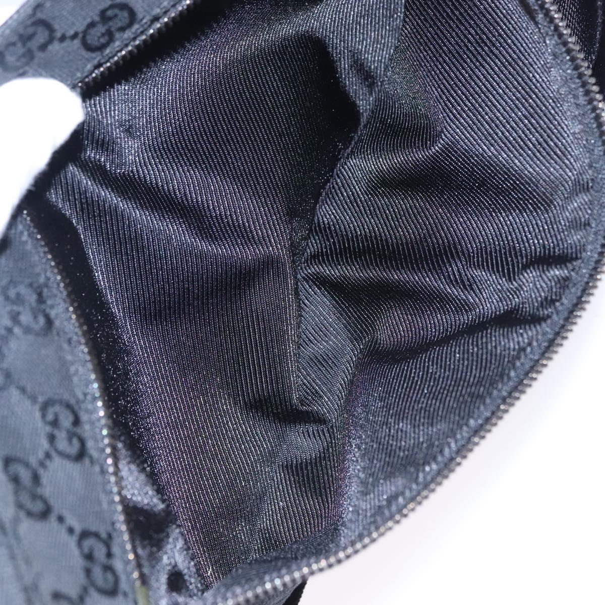 GUCCI GG Canvas Waist bag Black Silver 28566 Auth hk2128