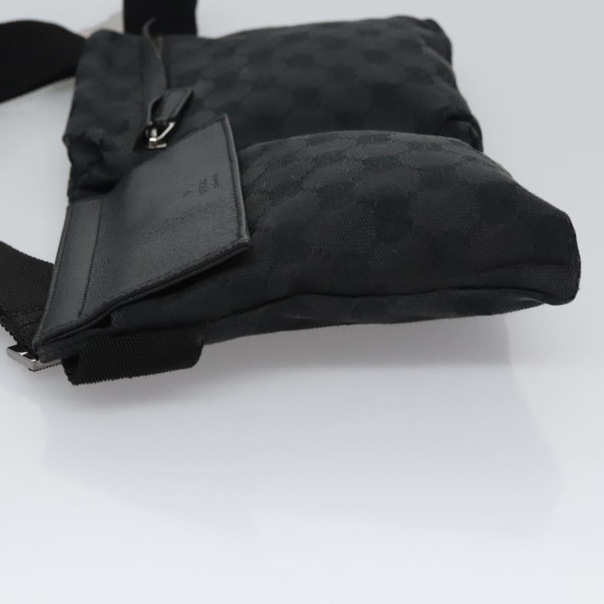 GUCCI GG Canvas Waist bag Black Silver 28566 Auth hk2128