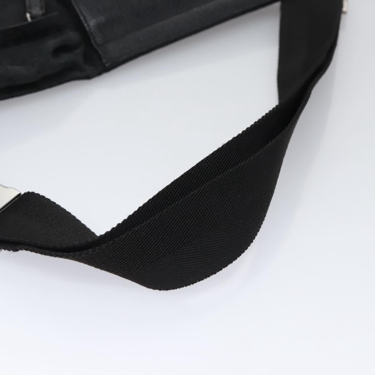 GUCCI GG Canvas Waist bag Black Silver 28566 Auth hk2128