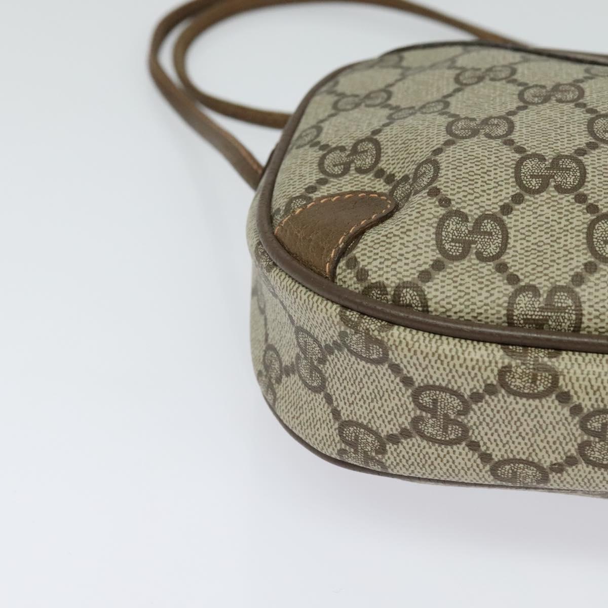 GUCCI GG Supreme Web Sherry Line Shoulder Bag PVC Beige Gold Auth hk2136