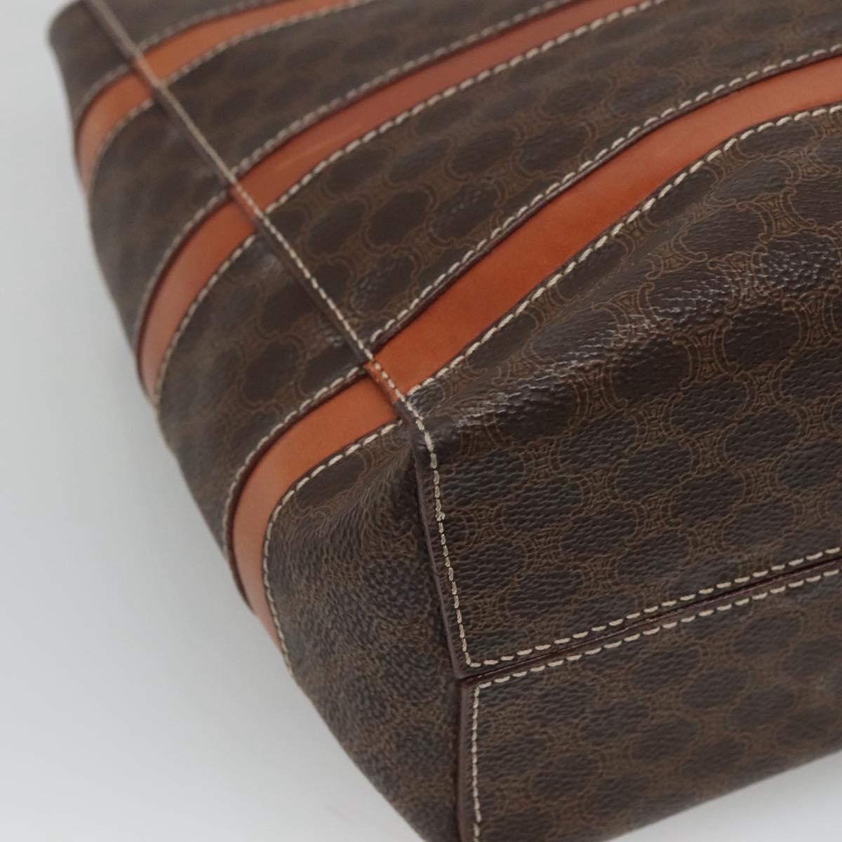 CELINE Macadam Canvas Hand Bag PVC Leather Gold Brown Auth hk2156