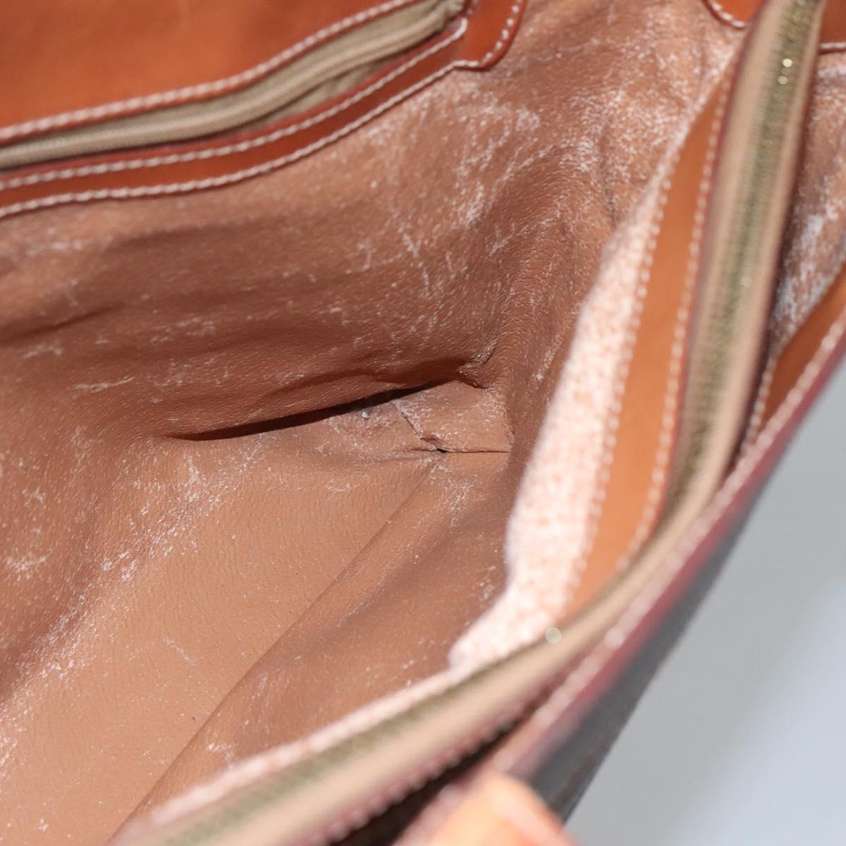 CELINE Macadam Canvas Hand Bag PVC Leather Gold Brown Auth hk2156