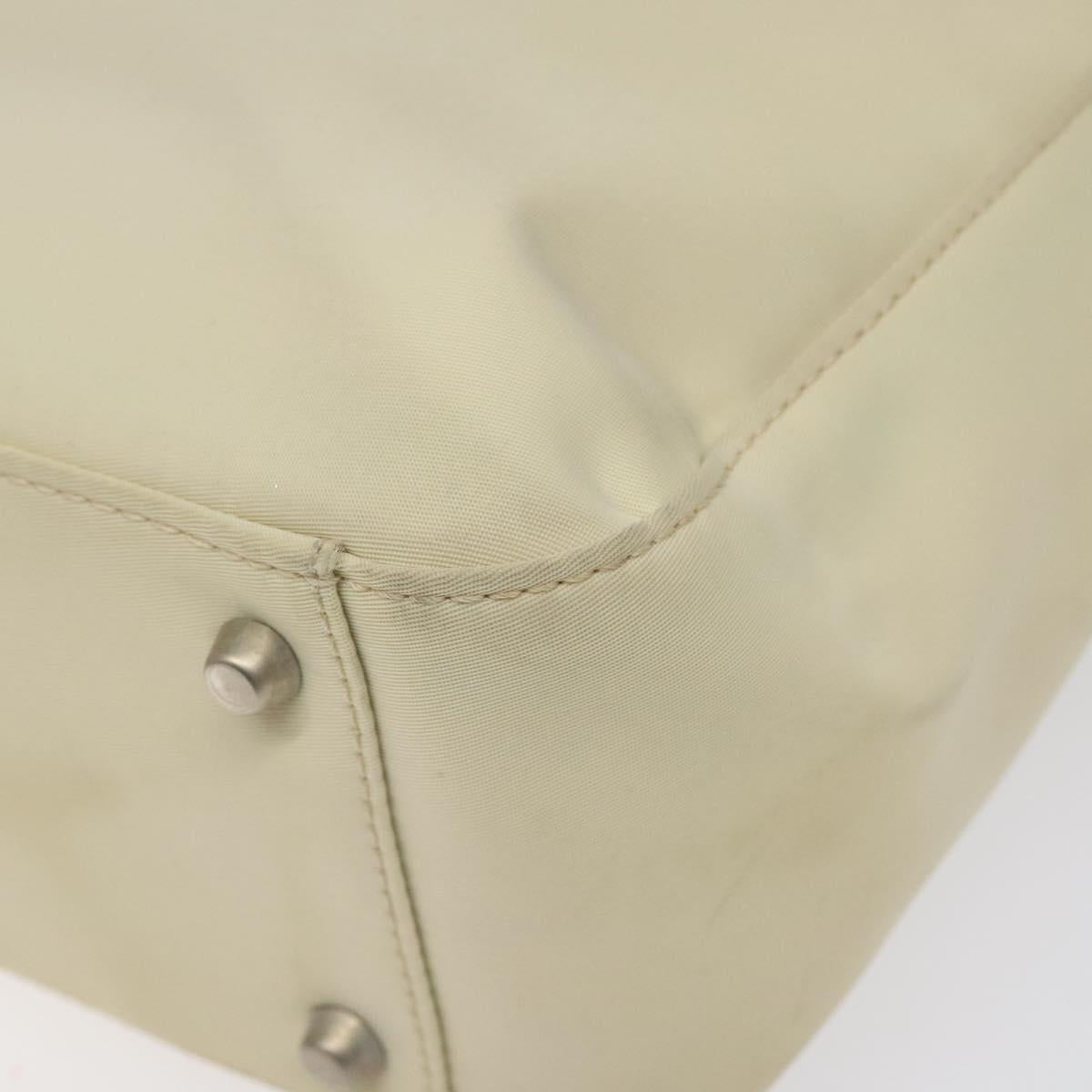 Gianni Versace Hand Bag Nylon Beige Auth hk2171