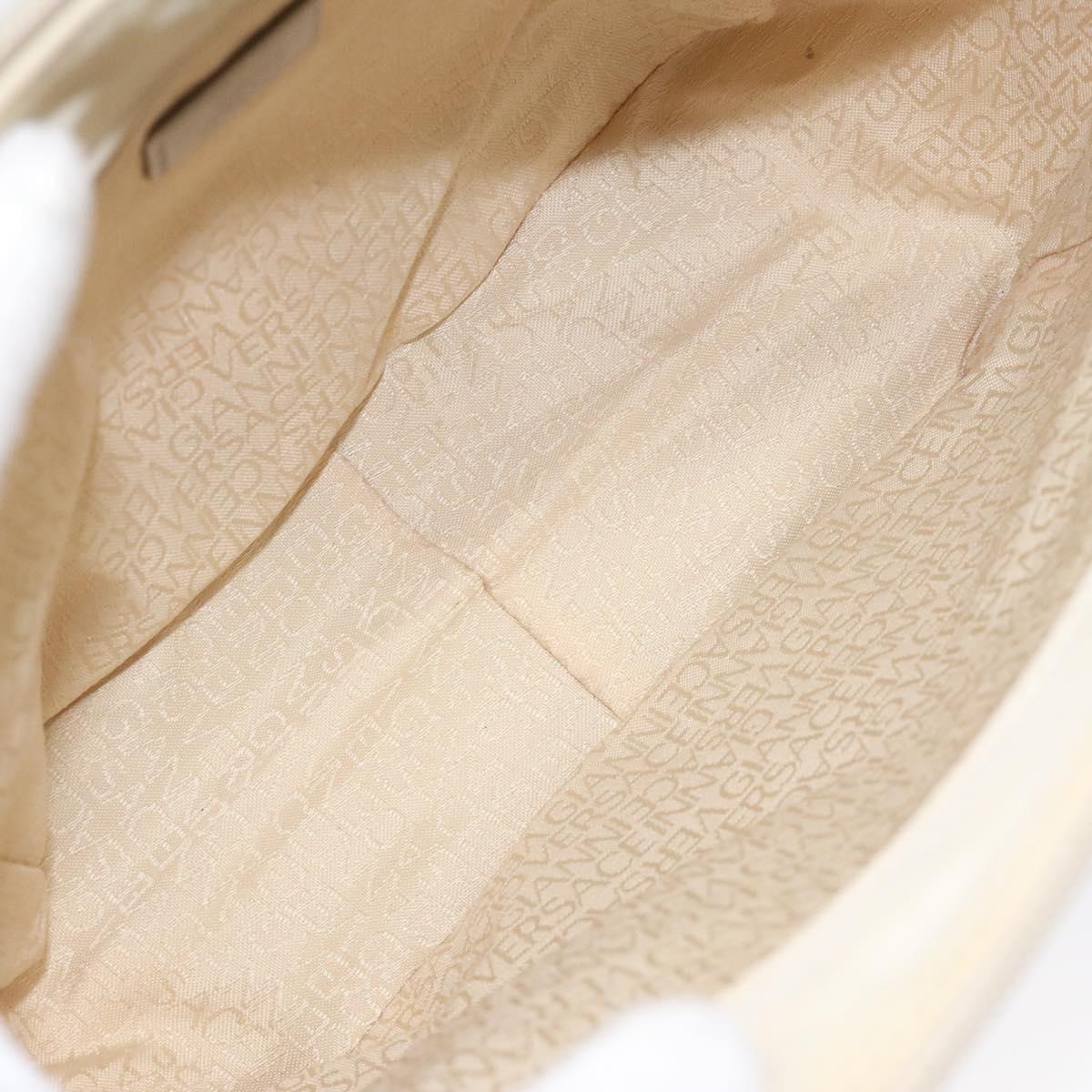 Gianni Versace Hand Bag Nylon Beige Auth hk2171