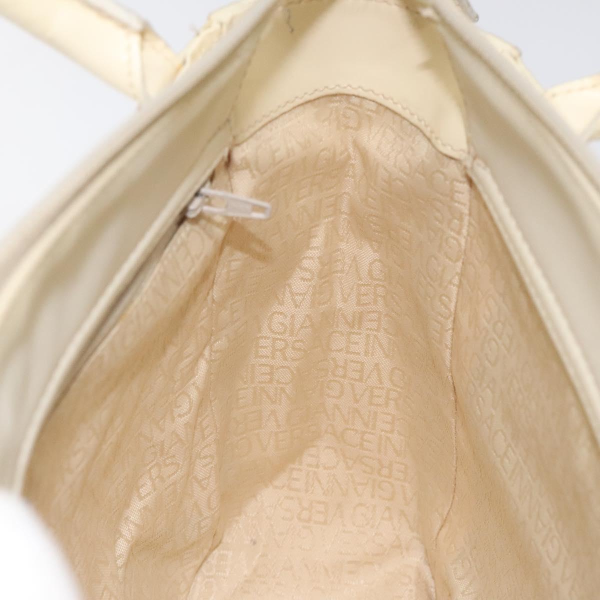 Gianni Versace Hand Bag Nylon Beige Auth hk2171