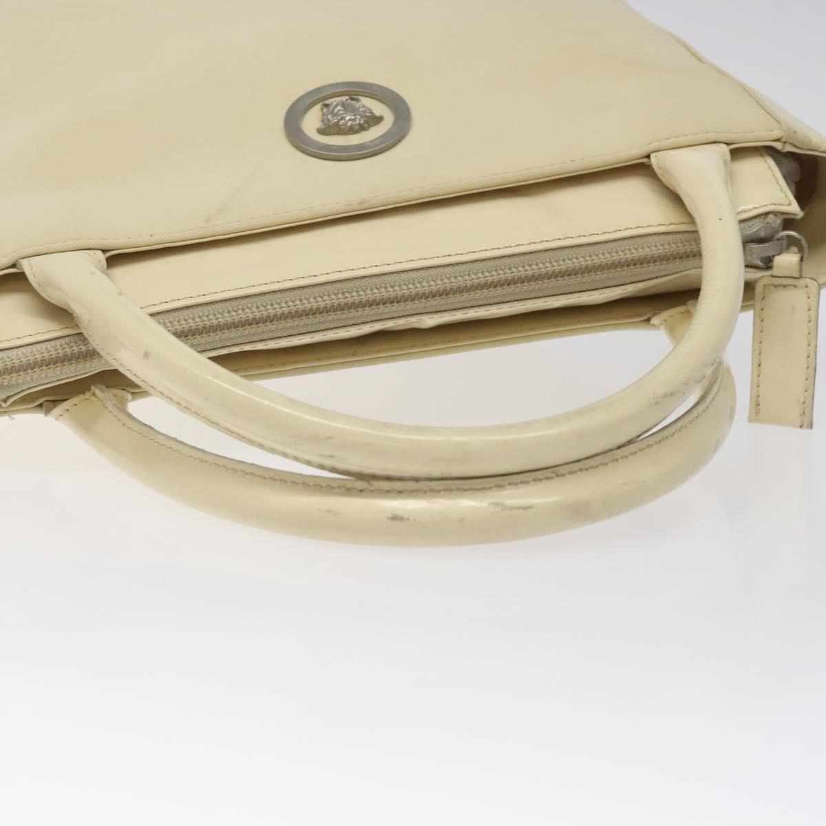 Gianni Versace Hand Bag Nylon Beige Auth hk2171