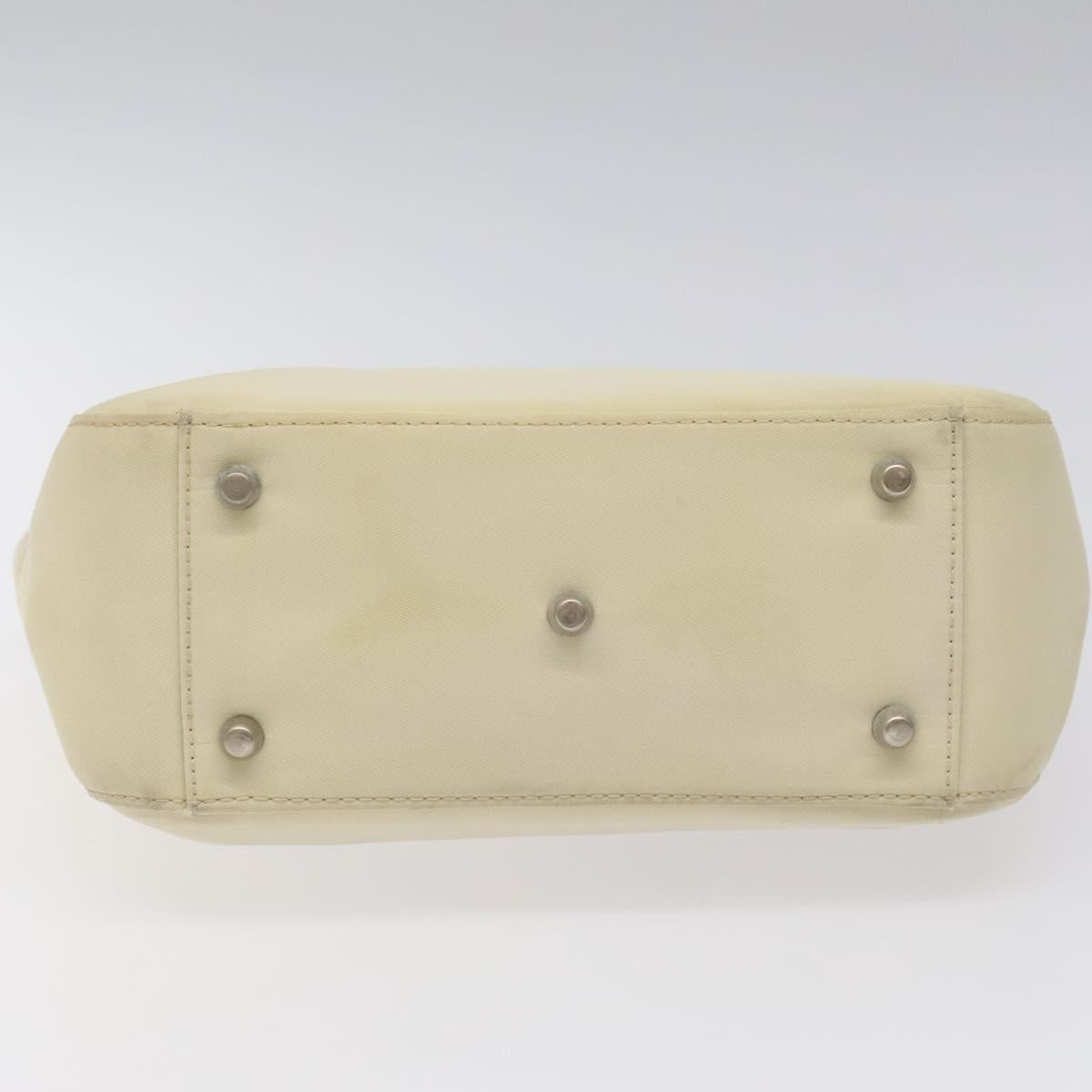 Gianni Versace Hand Bag Nylon Beige Auth hk2171