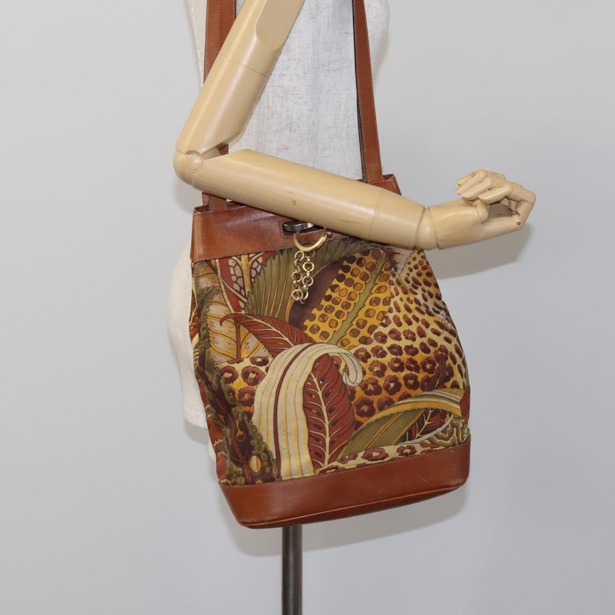 Salvatore Ferragamo Shoulder Bag Canvas Brown Auth hk2205