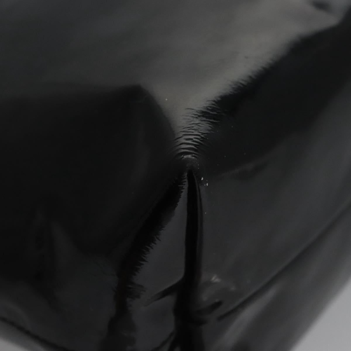 Salvatore Ferragamo Gancini Hand Bag Patent leather Black Silver Auth hk2206