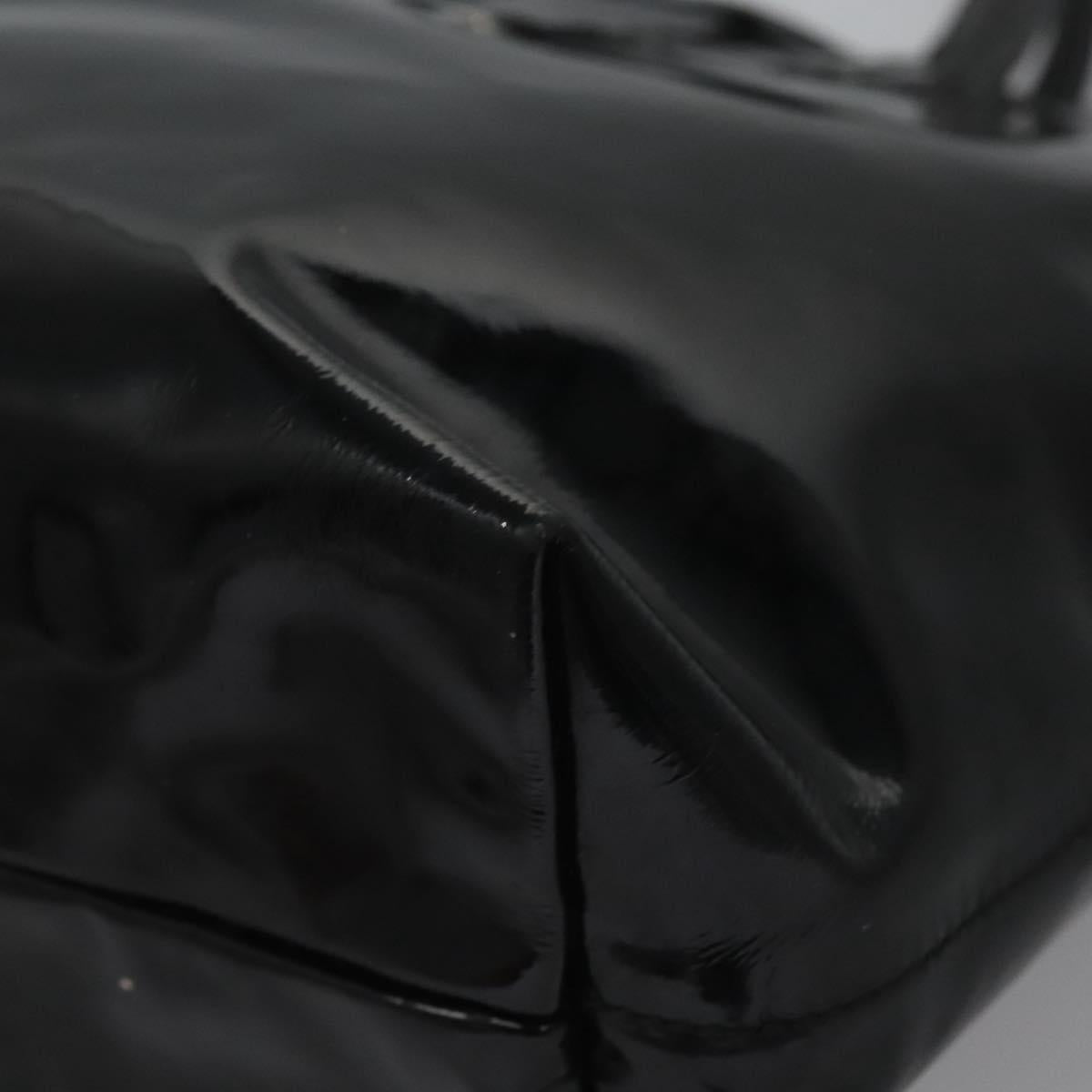 Salvatore Ferragamo Gancini Hand Bag Patent leather Black Silver Auth hk2206