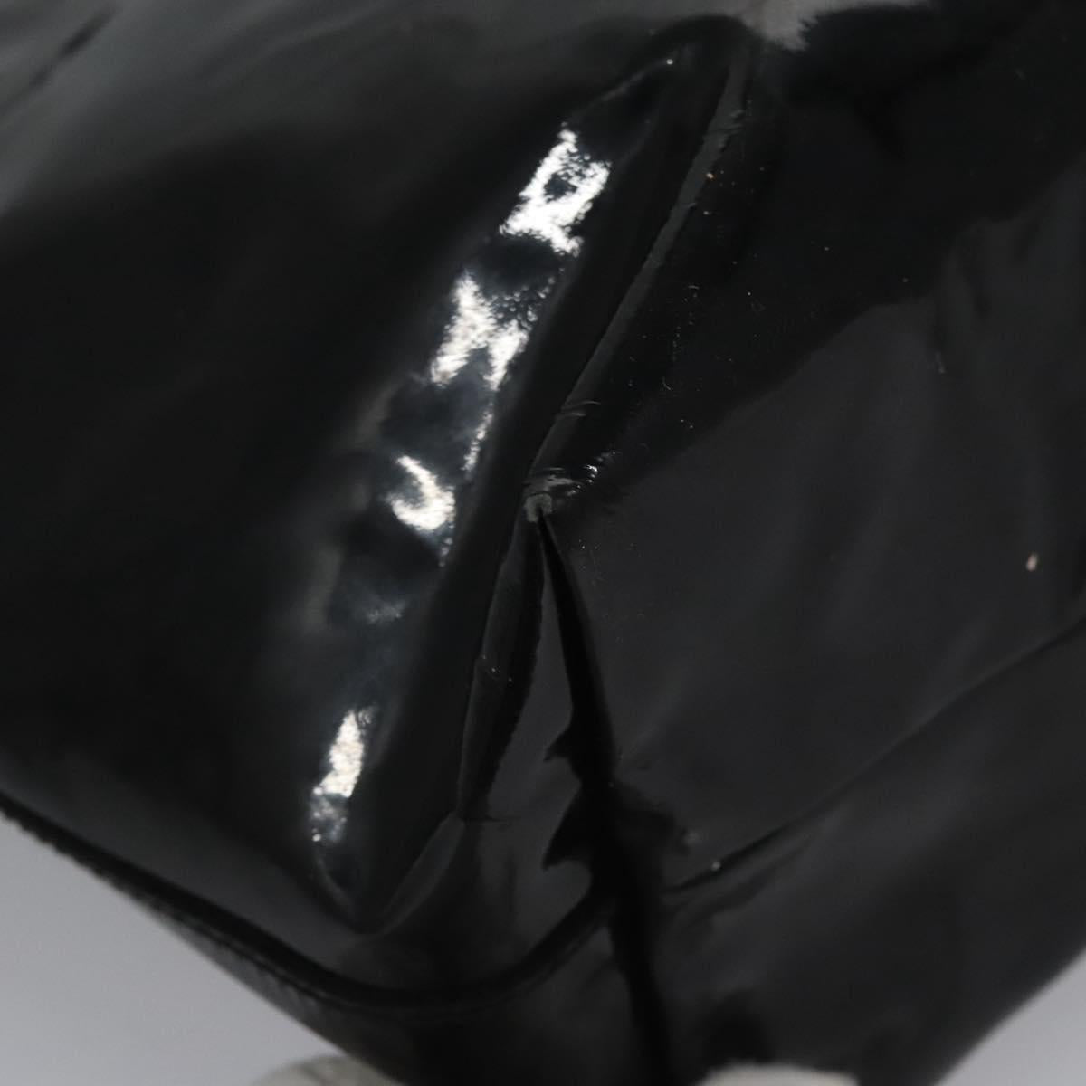 Salvatore Ferragamo Gancini Hand Bag Patent leather Black Silver Auth hk2206