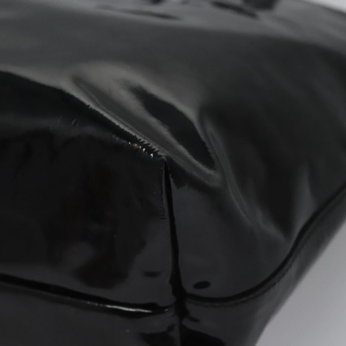 Salvatore Ferragamo Gancini Hand Bag Patent leather Black Silver Auth hk2206