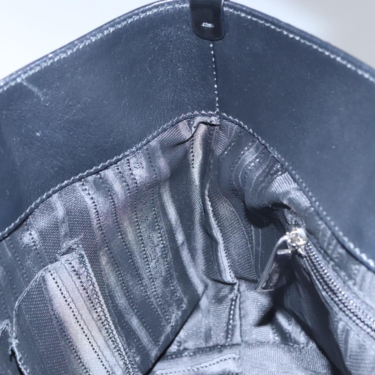 Salvatore Ferragamo Gancini Hand Bag Patent leather Black Silver Auth hk2206